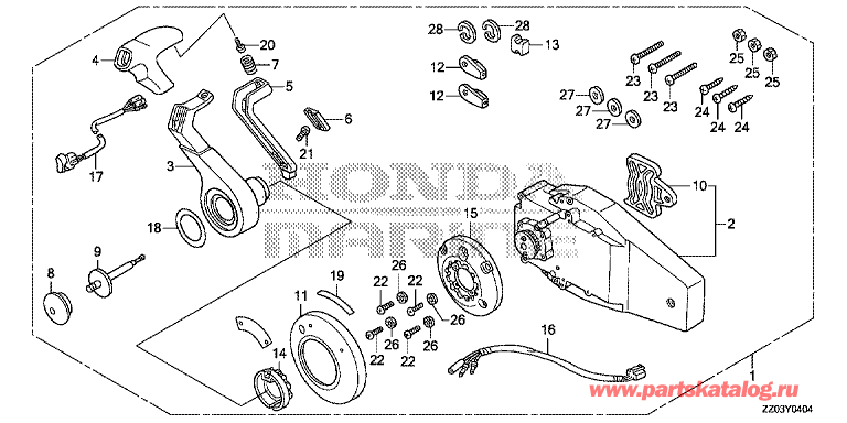 4x-  Honda BF100A - Fop-4-4 Flush Type Remote Control Top Mount (Right)