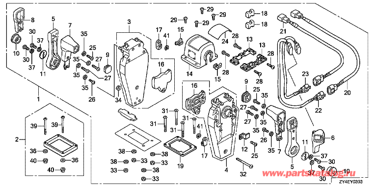     HONDA BF225AK3 - Fop-3-3 Double Type Remote Control Top Mount (Left)