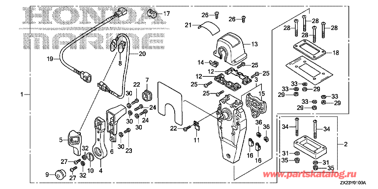     Honda BF250A - Fop-1   (,  , ) / Fop-1 Single Type Remote Control Top Mount (Right)