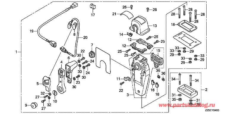   fourstroke  BF50DK4 - Fop-4 Single Type Remote Control Top Mount (Right) / Fop-4   (,  , )