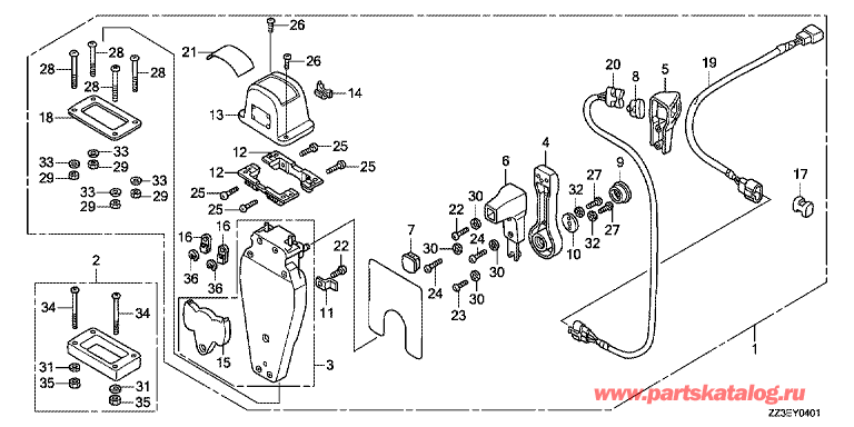  fourstroke   BF60AK1 - Fop-4-1 Remote Control (Single Top Mount Type) (Left) - Fop-4-1    (,  ) ( )