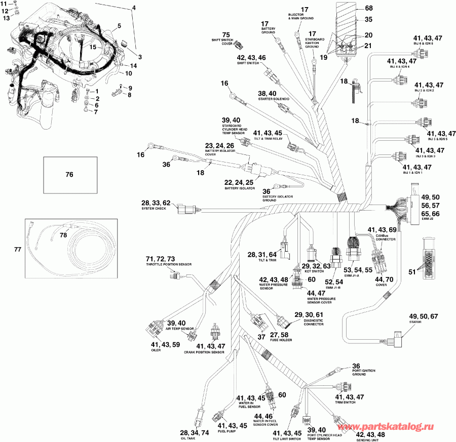  Evinrude E150DCXSCR  - ectrical ���� �������� - ectrical Harness