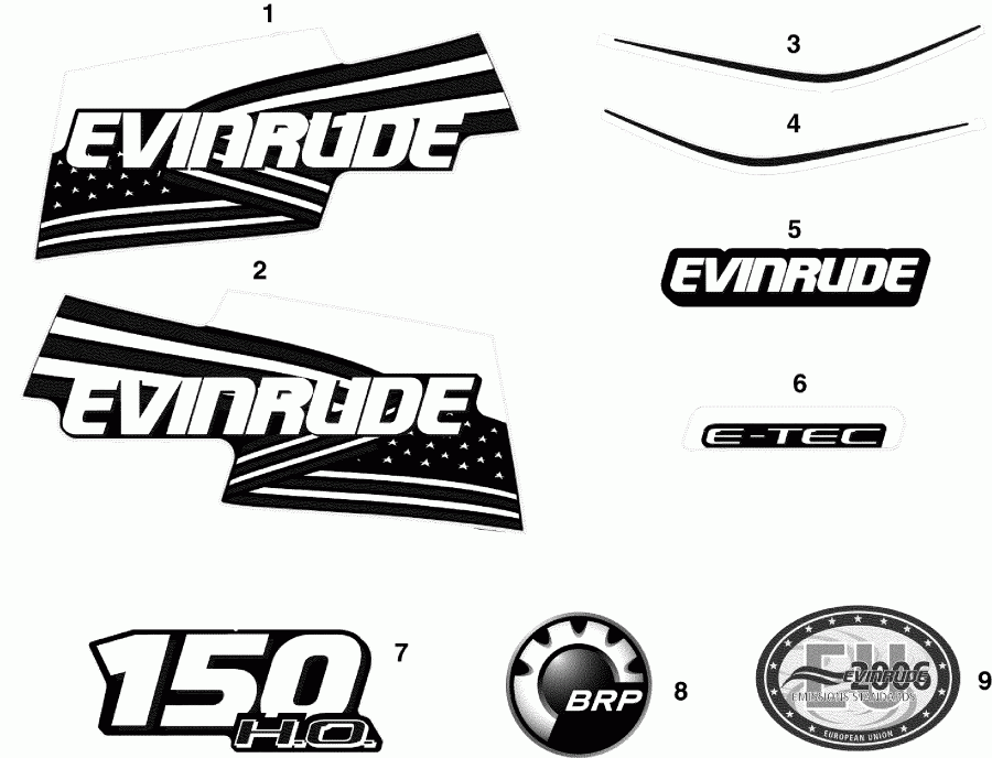    EVINRUDE E150DHLSCR  - cals - cals