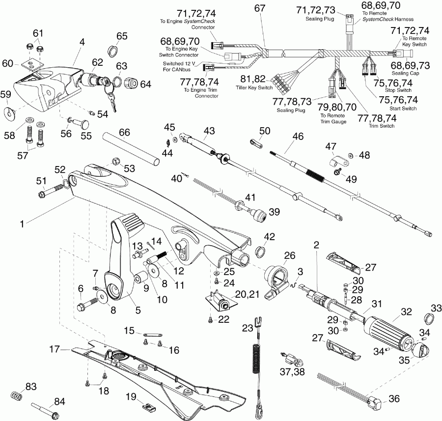 ��������� ����� Evinrude E65WDRYSCS  - ller Arm - ller �����