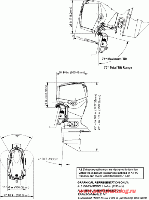 ����� Evinrude E90WDEXSCS  - ofile Drawing - ofile Drawing