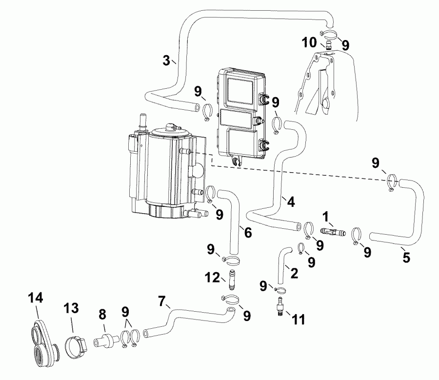 ��������� �������� ����� EVINRUDE E40DHLAGC - ITALY ONLY  - cooling Hoses / ������ ����������