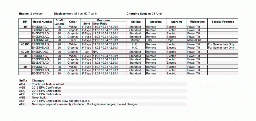 �������� ��������� ����� EVINRUDE E40DPJLAGB  - features