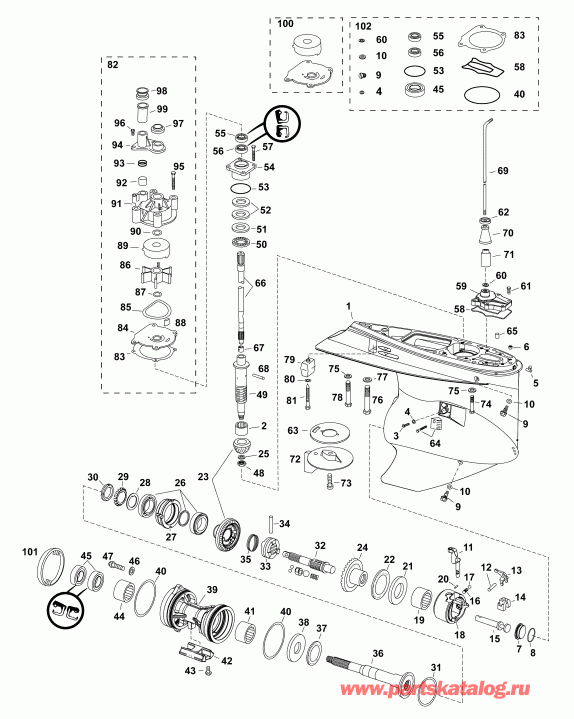 ��������� ������� DE225CXAAC  - ��������, M2-type, �������� �������� - gearcase, M2-type, Counter Rotation