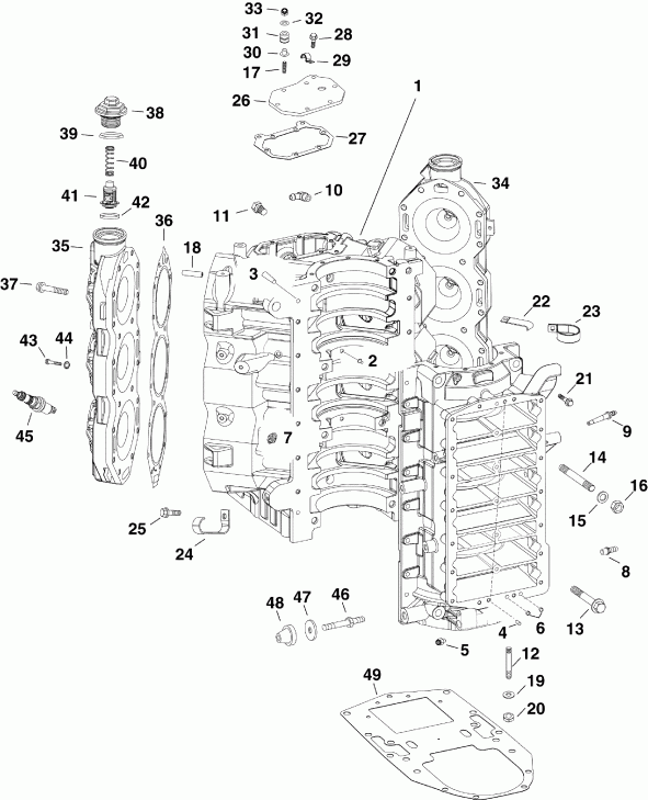   EVINRUDE DE300PXAAA  - cylinder & Crankcase /  &  