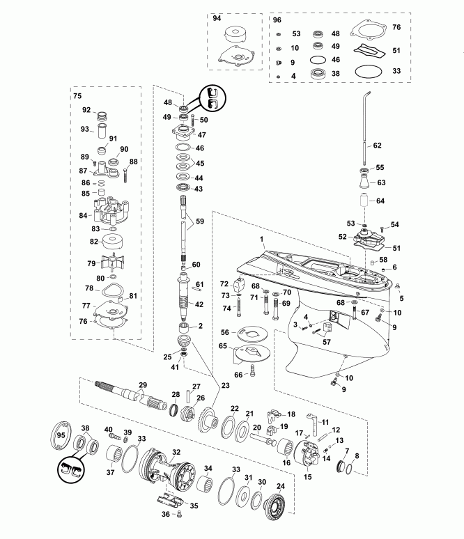    Evinrude DE300PXAAA  - gearcase, M2-type - , M2-type