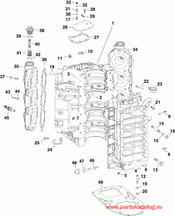    Evinrude E225DCXAAA  -  &   - cylinder & Crankcase