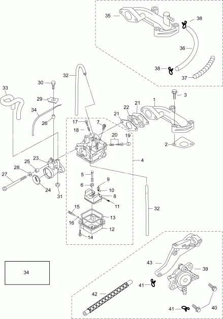  EVINRUDE B3RG4ABB  -   &  - intake Manifold & Carburetor