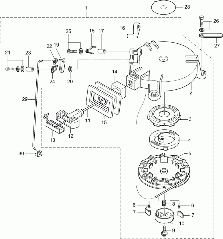 ��������� ����� EVINRUDE B4RG4ABB  - ���������� ������� / recoil Starter