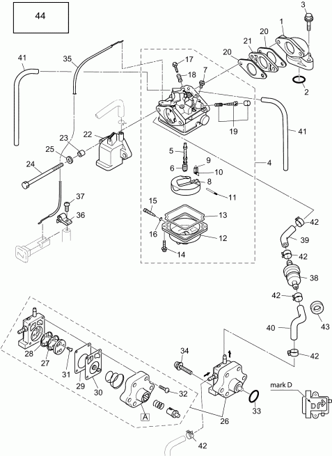 ��������� ����� EVINRUDE B4RGL4ABA  - ���������� & ��������� ����� / carburetor & Fuel Pump