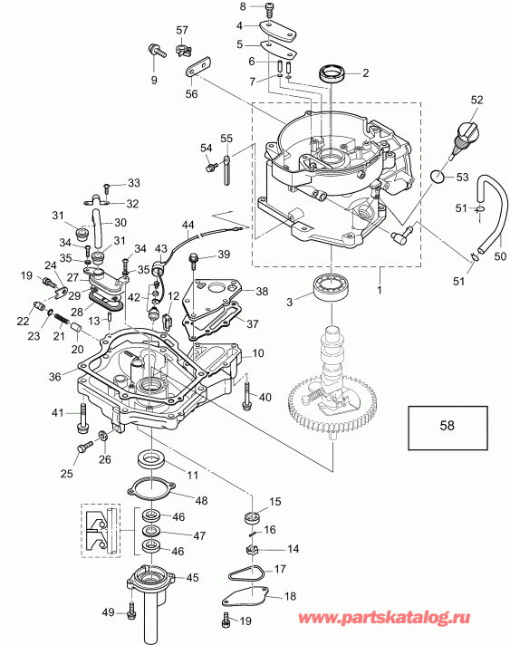 �������� ��������� ����� EVINRUDE B4RGL4ABB  - cylinder & Crankcase - ������� & ������ ���������