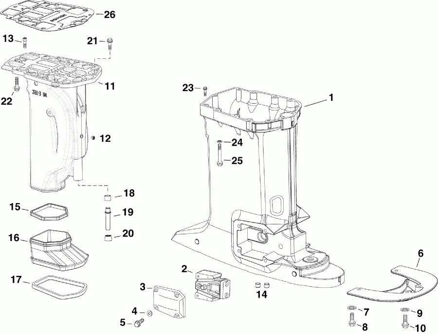   EVINRUDE DE200PXABF  - exhaust Housing
