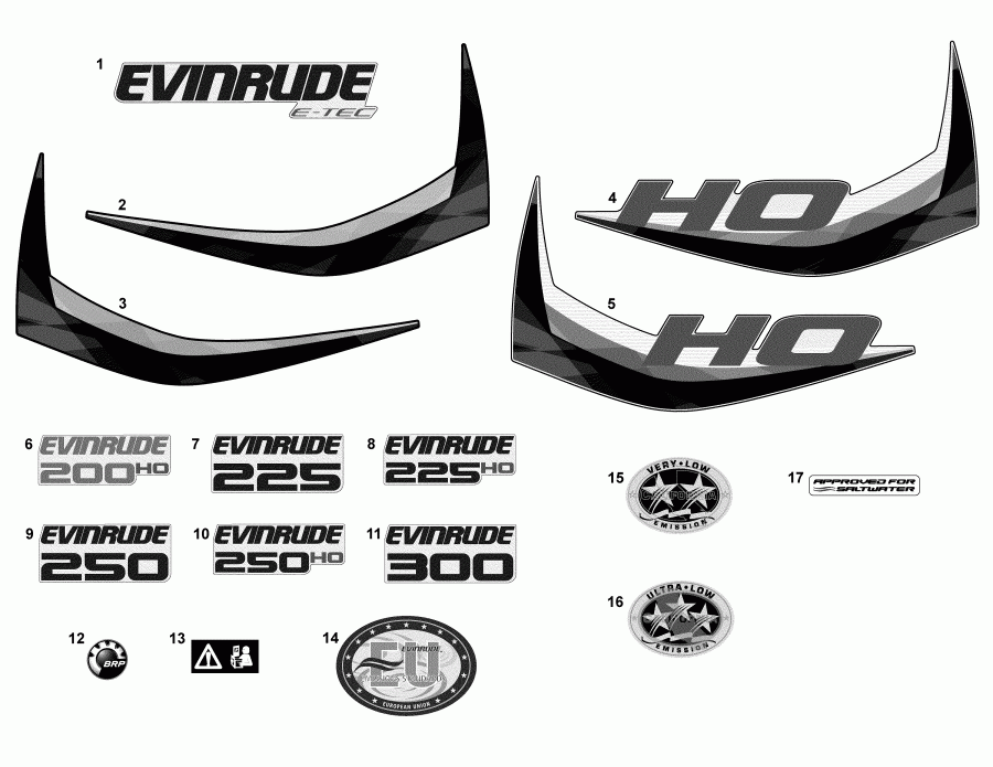 ����� Evinrude DE300PXABB  - decals - ��������