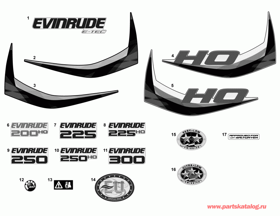 ��������� ��������� EVINRUDE DE300PZABB  - �������� / decals