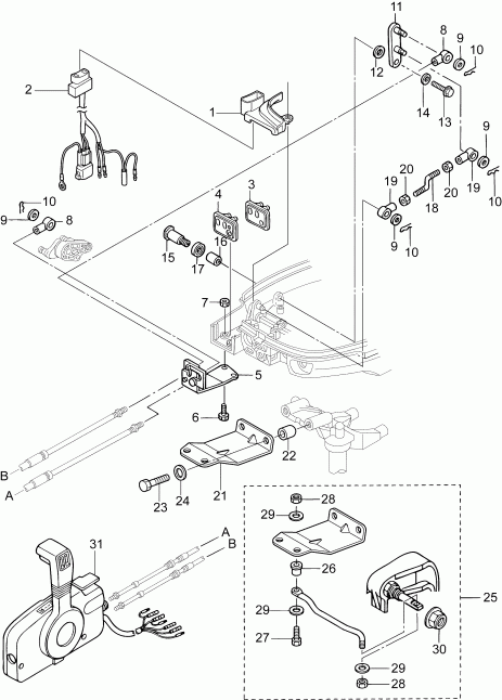 ��������� ����� EVINRUDE E10PGL4ABA  - shift & Throttle Linkage (egl, Pgl Models) / ������������� & ����������� ��������age (egl, Pgl Models)