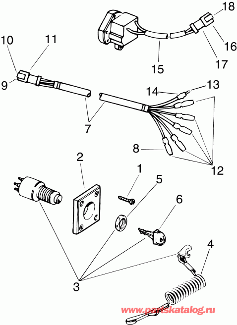    EVINRUDE E10PGL4ABA  - ignition Switch Kit, Single Bezel - Systemcheck