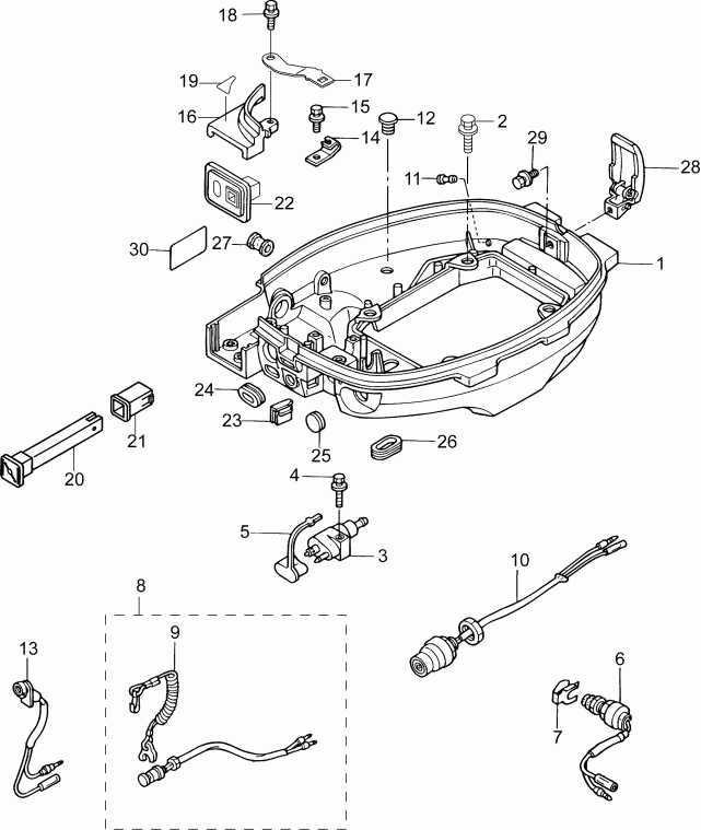 ��������� Evinrude E10PGL4ABB  - ������ ������ ��������� / lower Engine Cover