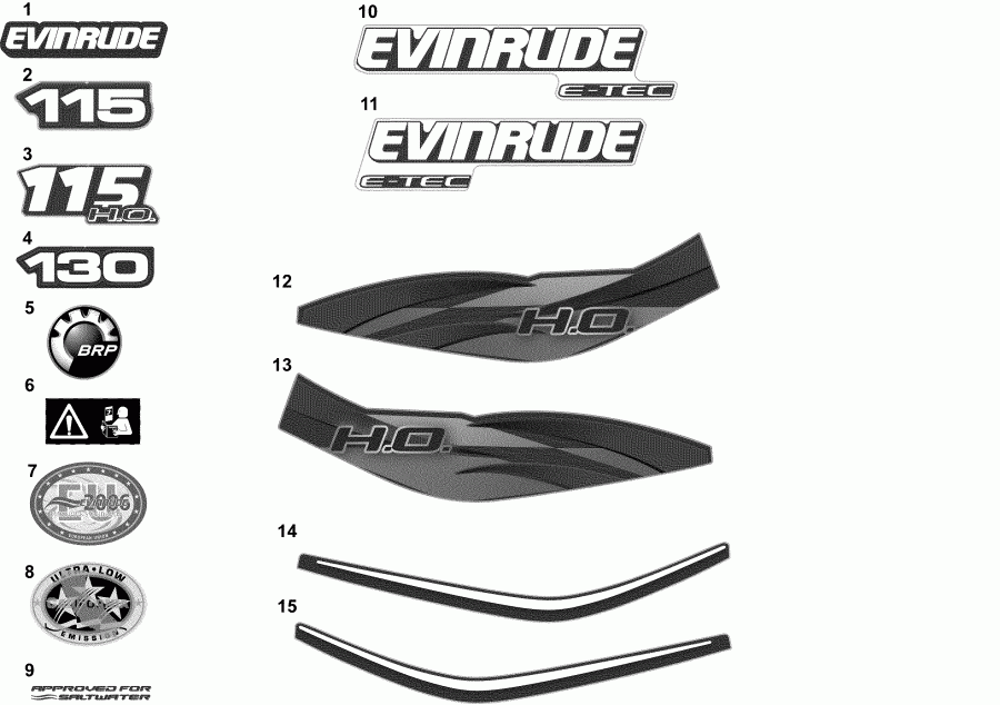  EVINRUDE E115DBXABA  - decals - Blue -  - 
