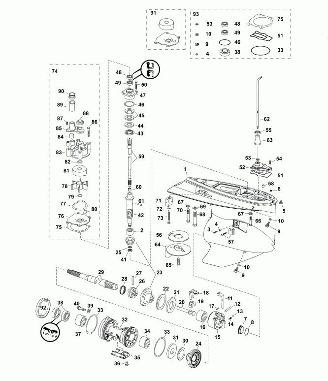  EVINRUDE E135DHXABA  - gearcase, M2-type - ��������, M2-type