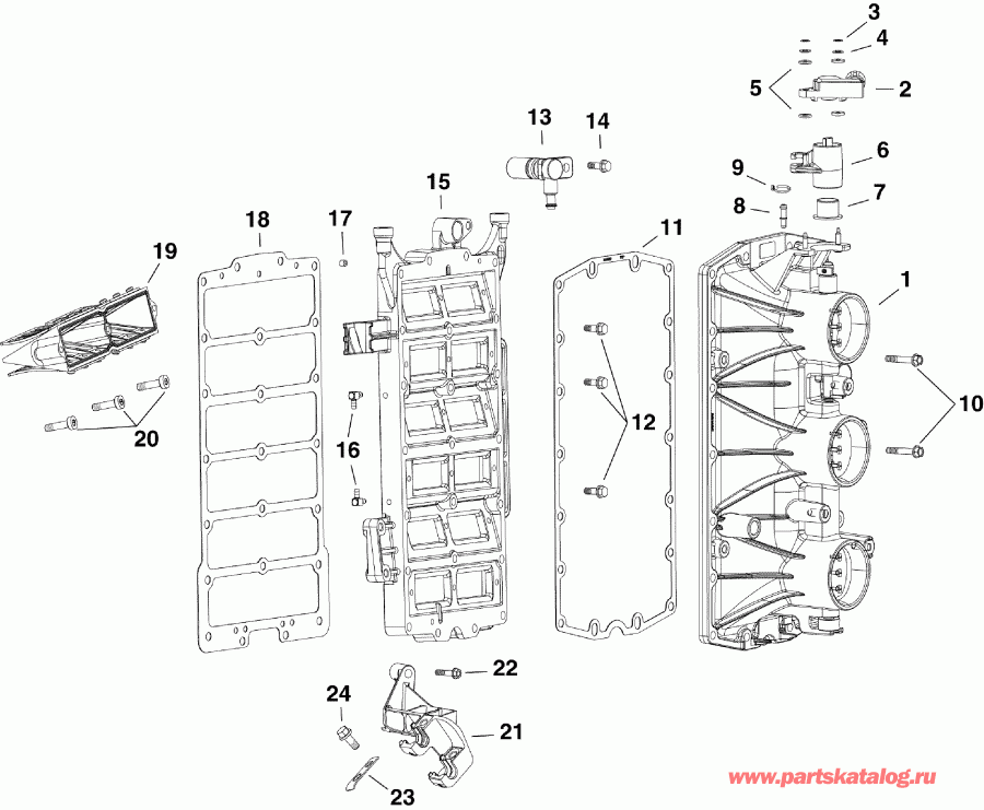   Evinrude E135HSLABG  - intake Manifold Assembly