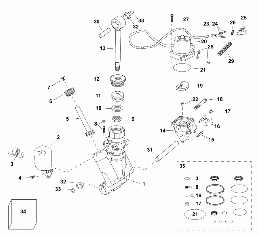 ��������� �������� ����� ������� E150DPXABG  - trim & Tilt Hydraulic Assembly - All V6 & 25 ���� V4 Models - trim & Tilt Hydraulic Assembly - All V6 & 25 In. V4 Models