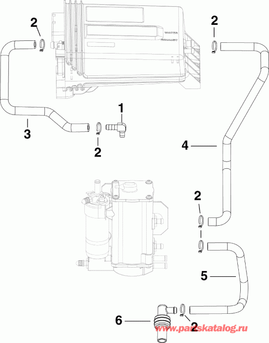 ����� EVINRUDE E150HGLABA  - ������ ���������� - cooling Hoses