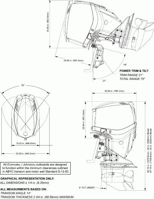 ��������� �������� ����� EVINRUDE E150HGLABF  - profile Drawing