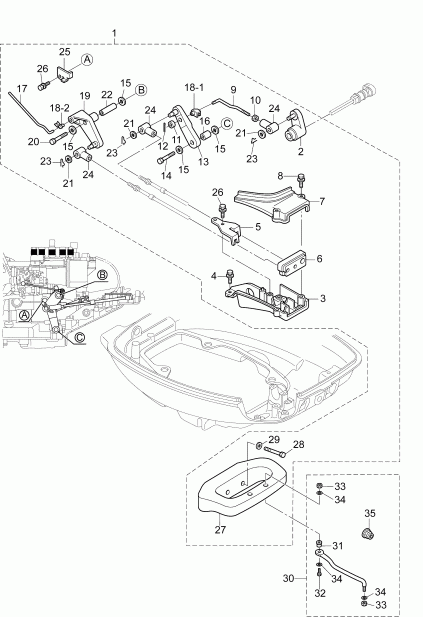  Evinrude E15PGL4ABA  - shift & Throttle Linkage (remote Control Models)