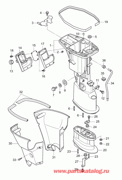 ��������� ��������� EVINRUDE E15RG4ABA  - ������ ���� �������� - driveshaft Housing