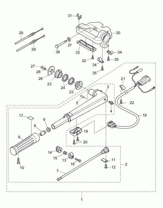   Evinrude E15TEG4ABA  -  Assembly / tiller Handle Assembly