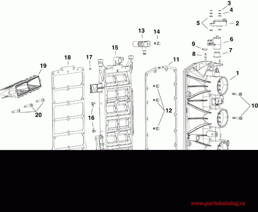��������� �������� ����� EVINRUDE E200DGLABG  - intake Manifold Assembly - �������� ��������� � �����