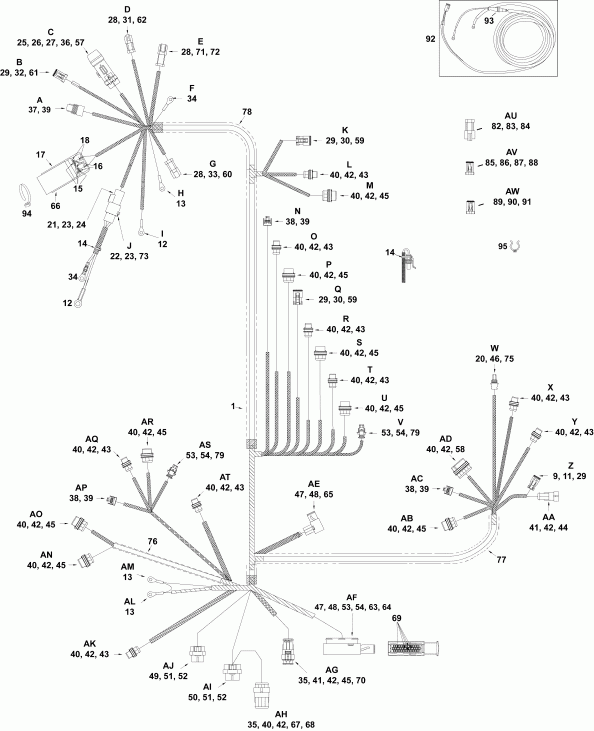 ��������� �������� ����� EVINRUDE E225HGLABB  - ��������� - ���� �������� (3.3 L) / electrical Harness (3.3 L)