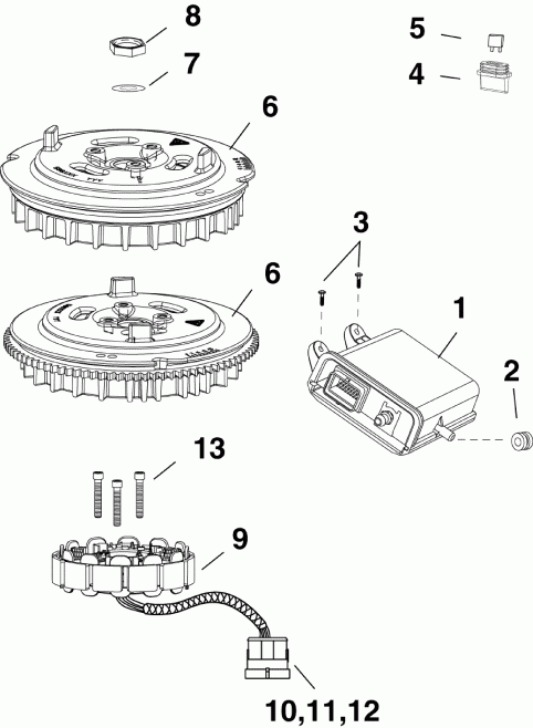  Evinrude E25DTEABB  - emm, ,  / emm, Stator, Flywheel