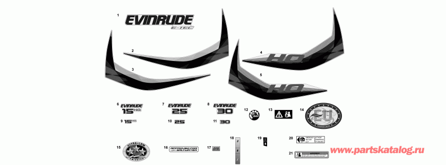   EVINRUDE E25DTELABB  -  - decals