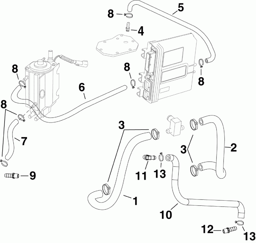  EVINRUDE E300DCXABB  - cooling Hoses -  