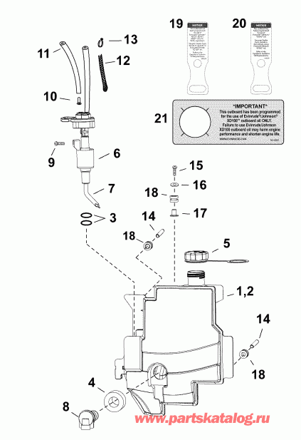 ��������� ����� Evinrude E30DPLABA  - oil Tank & Pump / �������� ��� & �����