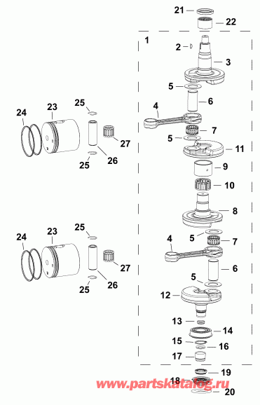 ����� EVINRUDE E30DPLABB  - crankshaft & Pistons / �������� & ������