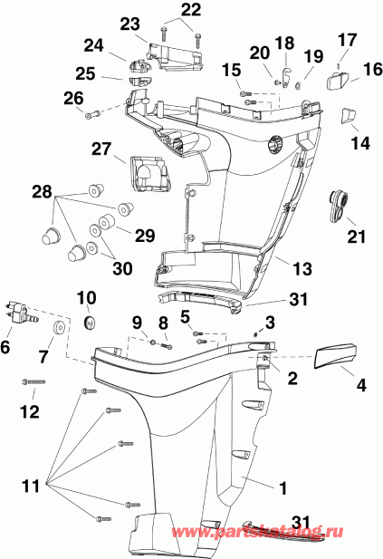   EVINRUDE E30DRLABA  - lower Engine Cover /   