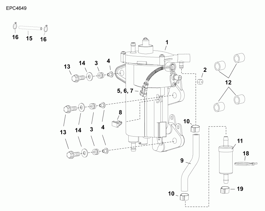 �������� ����� EVINRUDE E30MALABA  - fuel Pump & Vapor Separator / ��������� ����� & ��������������