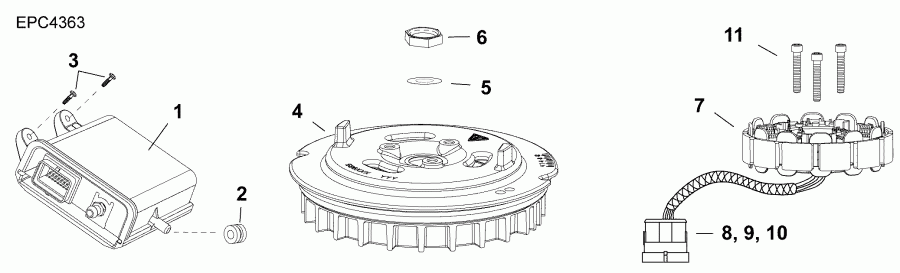 �������� ����� Evinrude E30MALABB  - emm, Stator, Flywheel - emm, ������, �������
