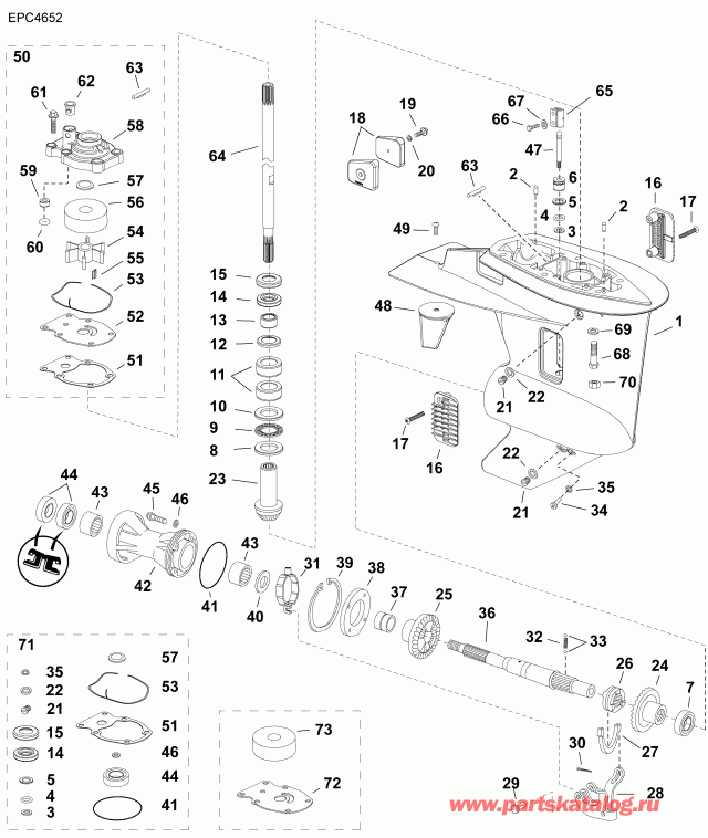 ��������� ����� Evinrude E30MALABB  - ��������, H-type / gearcase, H-type