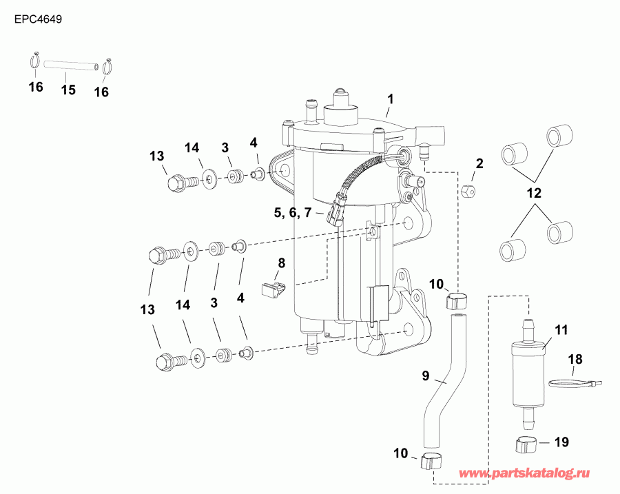 ��������� ����� Evinrude E30MRLABA  - fuel Pump & Vapor Separator / ��������� ����� & ��������������