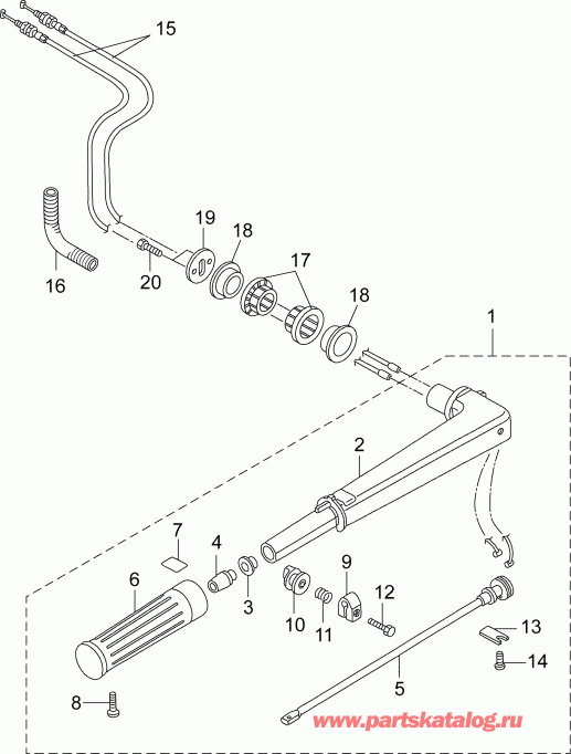    EVINRUDE E3RG4ABB  - tiller Handle Assembly