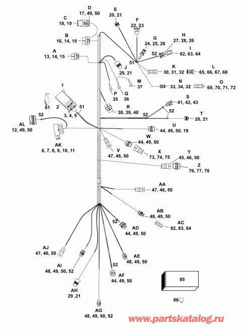 ��������� ��������� Evinrude E55MRLABA  - electrical Harness - ��������� - ���� ��������