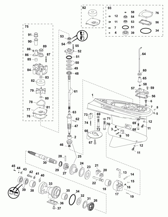 ��������� ������� E90DPXABB  - gearcase, (0.44 Ratio) O-type - ��������, (0.44 Ratio) O-type