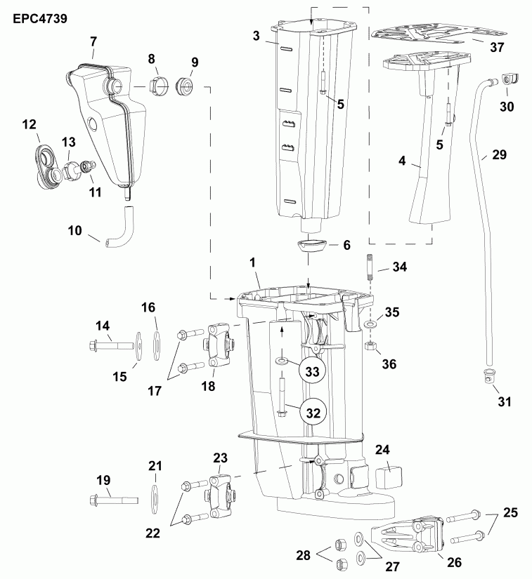����� Evinrude B30MRLAFB  - ���������� ������� - exhaust Housing